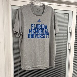 adidas Gray Tee with Blue Florida Memorial University Crest